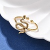 Snake 304 Stainless Steel Open Cuff Ring for Women RJEW-M049-02G-1