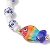 Handmade Flower Printed Porcelain Ceramic Glass Beaded Bracelets for Women BJEW-MZ00292-3
