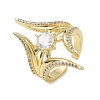 Brass Micro Pave Cubic Zirconia Cuff Open Rings for Women RJEW-L343-09G-01-4