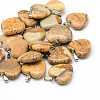 Heart Natural Picture Jasper Pendants G-Q438-16-1