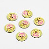 2-Hole Flat Round with Lovely Skull Pattern Acrylic Buttons BUTT-F055-02E-1