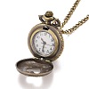 Alloy Flat Round with Heart Pendant Necklace Quartz Pocket Watch WACH-N011-27-3