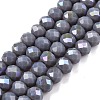 Electroplate Opaque Solid Color Glass Beads Strands LS-EGLA-A044-P6mm-L10-1