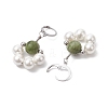 Shell Pearl & Taiwan Jade Leverback Earrings EJEW-JE05927-01-4