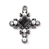 Cross Theme Brass Micro Pave Clear Cubic Zirconia Pendants ZIRC-I067-04A-02-1