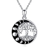 Rhodium Plated 925 Sterling Silver Tree of Life Pendant Necklaces PW-WGD3068-01-1