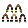 Jamaican Colour Epoxy Resin & Walnut Wood Pendants RESI-N039-122Q-1