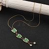 PVD Vacuum Plating 304 Stainless Steel Enamel Imitation Malachite Butterfly Pendant Necklaces NJEW-C063-02G-3