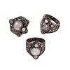 Natural Rose Quartz Retro Finger Rings RJEW-B067-01R-18-1