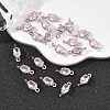 SHEGRACE Brass Pave Cubic Zirconia Oval Connector Charms XGRQ2O046-437B-P-4