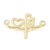 Brass Heart with Letter Fe Links Connector Charms KK-C263-27A-G-1