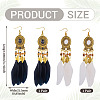 2 Pairs 2 Colors Feather Chandelier Earrings EJEW-TA0001-82-3