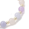 Natural Aquamarine & Rose Quartz & Amethyst Beaded Stretch Bracelets for Women BJEW-JB13357-4