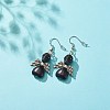 Synthetic Turquoise Skull with Wings Dangle Earrings EJEW-JE04944-03-3