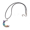 Tibetan Style Alloy Moon Pendant Necklace NJEW-JN04607-01-4