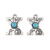 Synthetic Turquoise & Alloy Pendants PALLOY-H146-01AS-X-1
