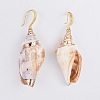 Electroplate Spiral Shell Pendants Necklaces and Dangle Earrings Jewelry Sets SJEW-JS01014-2