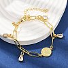 Rack Plating Teardrop Brass Micro Pave Cubic Zirconia Charm Bracelets BJEW-L702-01G-2