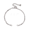 304 Stainless Steel Singapore Chain Bracelet Makings AJEW-JB01322-02-S-1