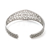 Non-Tarnish Hollow Out 304 Stainless Steel Flower Pattern Cuff Bangles BJEW-G694-06P-3