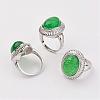 Dyed Natural Malaysia Jade Finger Rings RJEW-P122-17-1