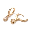 Light Gold Brass Micro Pave Cubic Zirconia Dangle Hoop Earrings EJEW-C073-08A-KCG-2