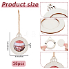Flat Round Christmas Unfinished Wooden Mini Hanging Photo Frame for Children LS-HJEW-WH0036-122-2