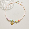 Summer Beach 304 Stainless Steel Pendant Plastic Round Beaded Necklaces for Women WGF027E-01-1