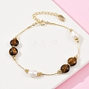 Brass Natural Freshwater Pearl Beaded Bracelets for Women BJEW-U046-01G-2