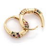 Brass Micro Pave Cubic Zirconia Huggie Hoop Earrings EJEW-P187-N01-3