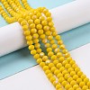 Electroplate Opaque Solid Color Glass Beads Strands EGLA-A044-P8mm-L04-4