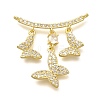 Brass Micro Pave Clear Cubic Zirconia Butterfly Connector Charms KK-M309-24G-1