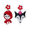 Cute Red Riding Hood and Fox Acrylic Dangle Stud Earrings UN9858-5