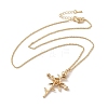 304 Stainless Steel Cross with Flower Pendant Necklaces for Women NJEW-A020-03H-G-2