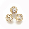 Brass Micro Pave Cubic Zirconia Beads KK-T029-129G-1