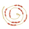 Brass Enamel Column Link Chain Necklaces NJEW-H039-05G-02-2