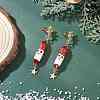 3 Pairs 3 Styles Christmas Theme Brass Clear Cubic Zirconia Dangle Stud Earrings EJEW-MZ00552-3