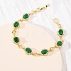 Heart & Oval Brass Micro Pave Cubic Zirconia Link Chain Bracelets for Women BJEW-A163-03G-04-3