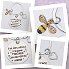 Teachers' Day Alloy Enamel Bee Pendant Keychain KEYC-WH0032-49-6