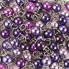 70Pcs 7 Colors Glass Pearl Round Connector Charms PALLOY-TA00267-4