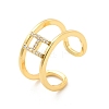 Clear Cubic Zirconia Initial Letter Open Cuff Ring RJEW-A012-01G-H-2