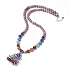 Natural & Synthetic Gemstone and Rhodochrosite Pendant Necklaces NJEW-G324-A01-1