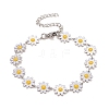 Enamel Daisy Link Chains Bracelet BJEW-P271-01P-2