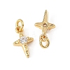 SHEGRACE Brass Micro Pave Clear Cubic Zirconia Pendants XGRQ2O697-453G-2