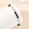 4Pcs 4 Styles Natural Mixed Stone Faceted Cube and Round Natural Lava Rock Beaded Stretch Bracelets for Women BJEW-JB14250-01-3