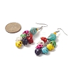 Dyed Synthetic Turquoise Skull Dangle Earrings EJEW-TA00224-3