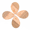 Transparent Resin & Walnut Wood Pendants RESI-S389-037A-B-2