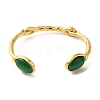304 Stainless Steel Cuff Bangle with Natural Green Agate BJEW-Q773-08G-2