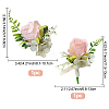 2Pcs 2 Style Silk Cloth Imitation Rose Corsage Boutonniere AJEW-CP0001-61B-2