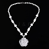 Natural Quartz Crystal Flower Pendant Necklaces NJEW-N064-08B-3